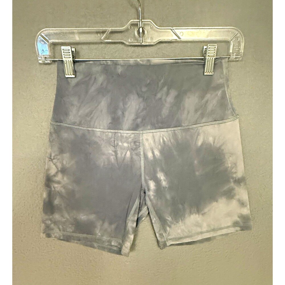 J80 Women's Gray Tie-Dye High Rise Biker Activewear Shorts Stretch Size M 5"
